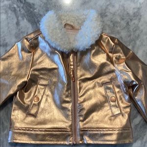 Janie & Jack faux gold leather/sheepskin coat